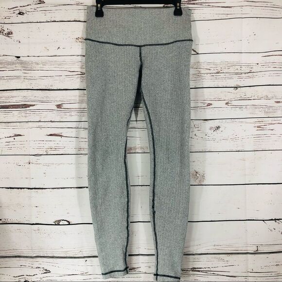 Lululemon Ghost Herringbone Leggings Tights Pants High Waist Fold Over 6 - Picture 1 of 5